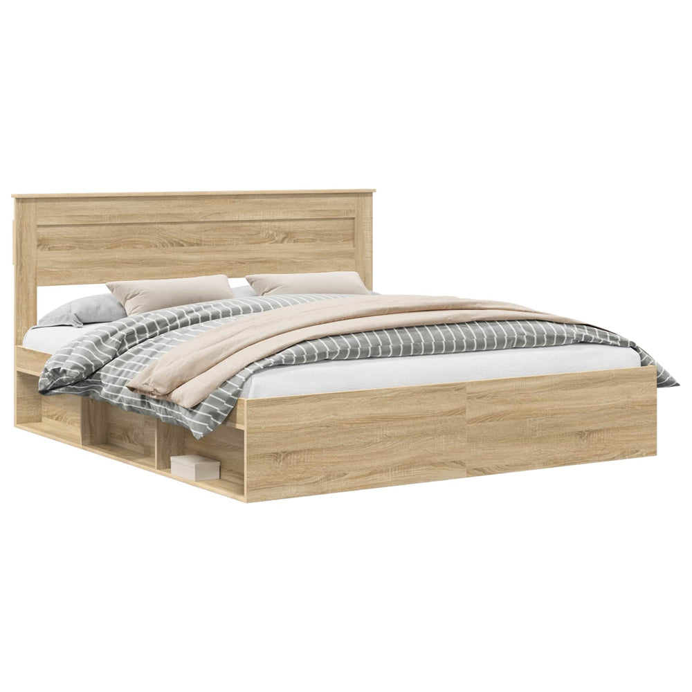 vidaXL Bed Frame Sonoma 180 x 200 cm Solid Pine Wood