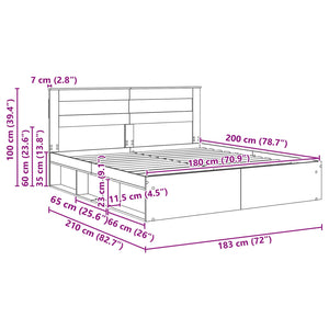 vidaXL Bed Frame Sonoma 180 x 200 cm Solid Pine Wood