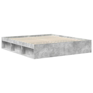 vidaXL Bed Frame with Headboard Concrete 180 x 200 cm Solid Pine Wood