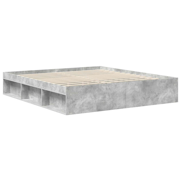 vidaXL Bed Frame with Headboard Concrete 180 x 200 cm Solid Pine Wood
