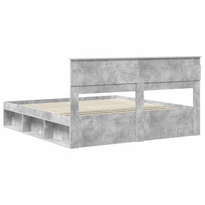 vidaXL Bed Frame with Headboard Concrete 180 x 200 cm Solid Pine Wood