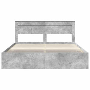 vidaXL Bed Frame with Headboard Concrete 180 x 200 cm Solid Pine Wood