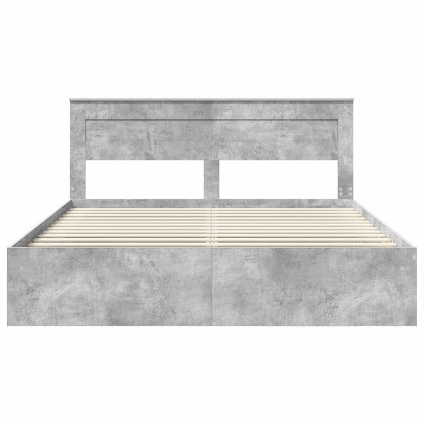 vidaXL Bed Frame with Headboard Concrete 180 x 200 cm Solid Pine Wood