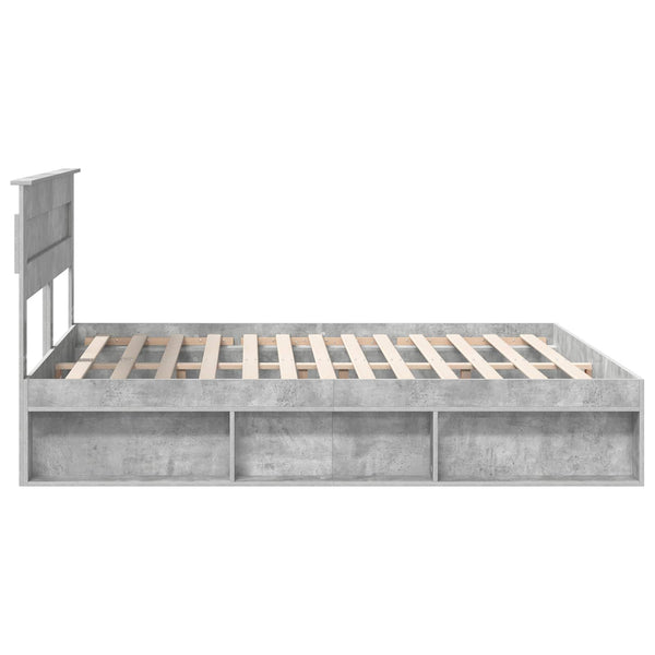 vidaXL Bed Frame with Headboard Concrete 180 x 200 cm Solid Pine Wood