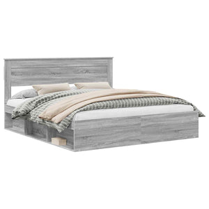vidaXL Bed Frame Sonoma Grey 180 x 200 cm Solid Pine Wood