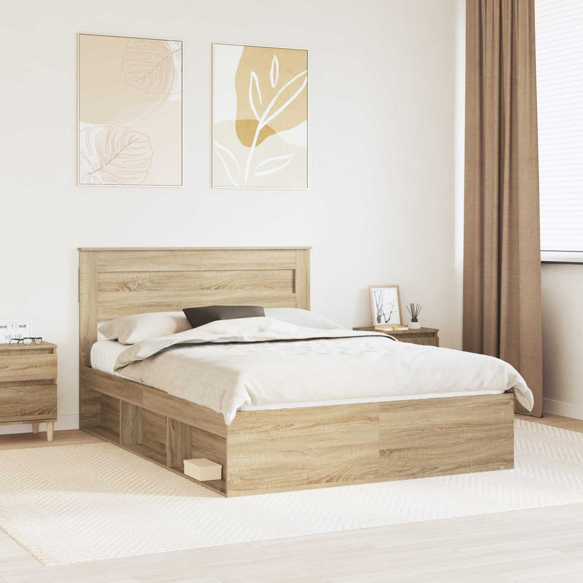 vidaXL Bed Frame Sonoma 160 x 200 cm Solid Pine Wood