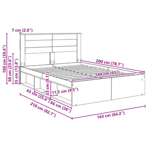 vidaXL Bed Frame Sonoma 160 x 200 cm Solid Pine Wood