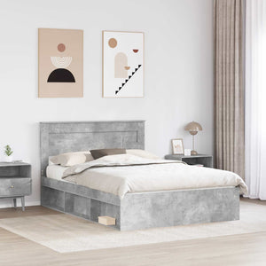 vidaXL Bed Frame with Headboard Concrete 160 x 200 cm Solid Pine Wood