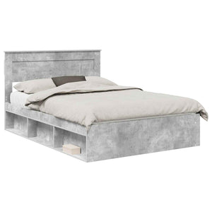 vidaXL Bed Frame with Headboard Concrete 160 x 200 cm Solid Pine Wood