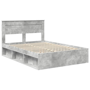 vidaXL Bed Frame with Headboard Concrete 160 x 200 cm Solid Pine Wood