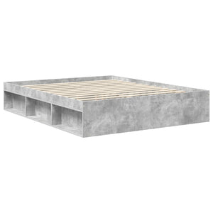 vidaXL Bed Frame with Headboard Concrete 160 x 200 cm Solid Pine Wood