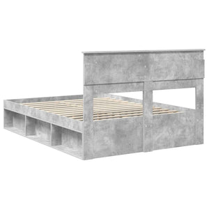 vidaXL Bed Frame with Headboard Concrete 160 x 200 cm Solid Pine Wood
