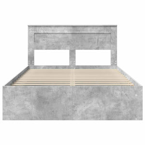 vidaXL Bed Frame with Headboard Concrete 160 x 200 cm Solid Pine Wood