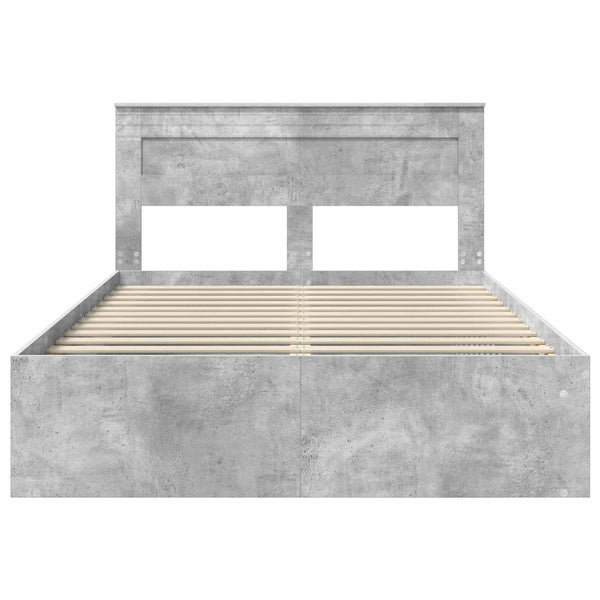 vidaXL Bed Frame with Headboard Concrete 160 x 200 cm Solid Pine Wood