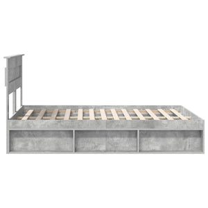 vidaXL Bed Frame with Headboard Concrete 160 x 200 cm Solid Pine Wood