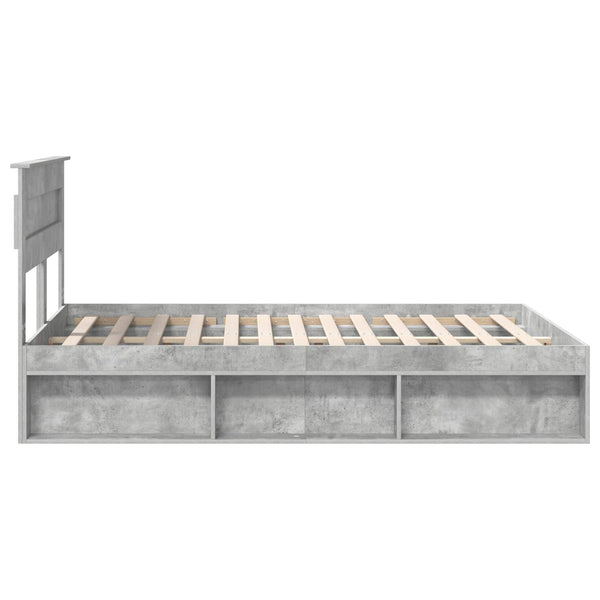 vidaXL Bed Frame with Headboard Concrete 160 x 200 cm Solid Pine Wood