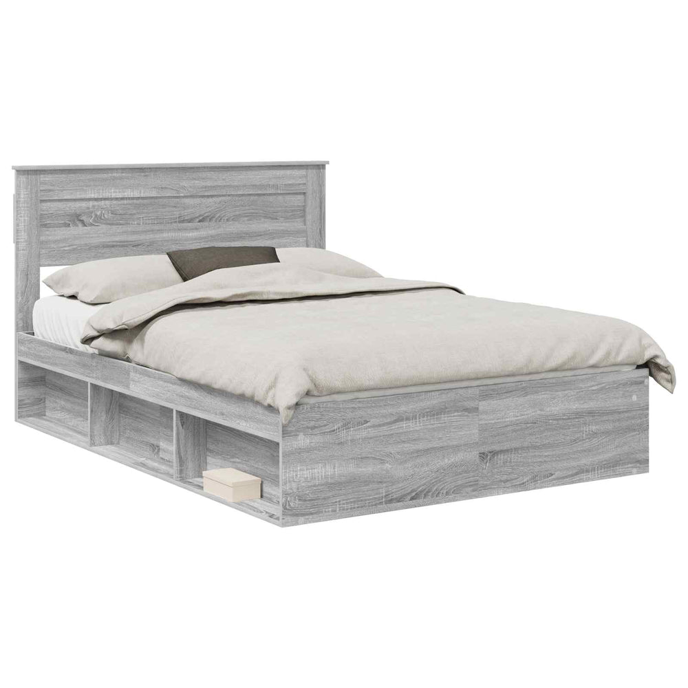 vidaXL Bed Frame Sonoma Gray 160 x 200 cm Solid Pine Wood
