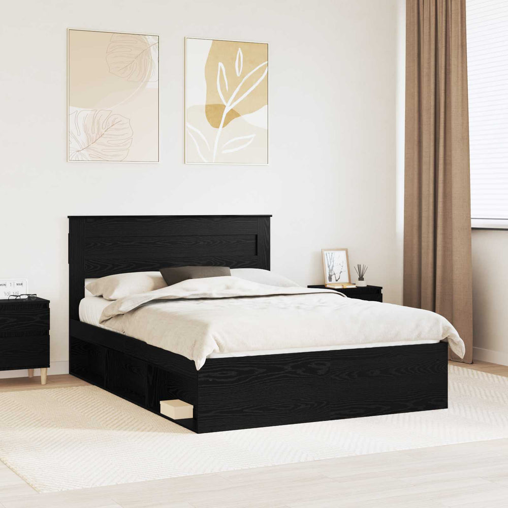 vidaXL Bed Frame Black 150 x 200 cm Solid Pine Wood