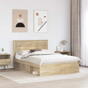 vidaXL Bed Frame Sonoma Oak 150 x 200 cm Solid Pine Wood