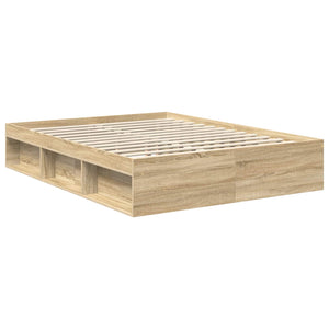 vidaXL Bed Frame Sonoma Oak 150 x 200 cm Solid Pine Wood