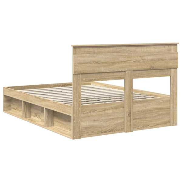 vidaXL Bed Frame Sonoma Oak 150 x 200 cm Solid Pine Wood