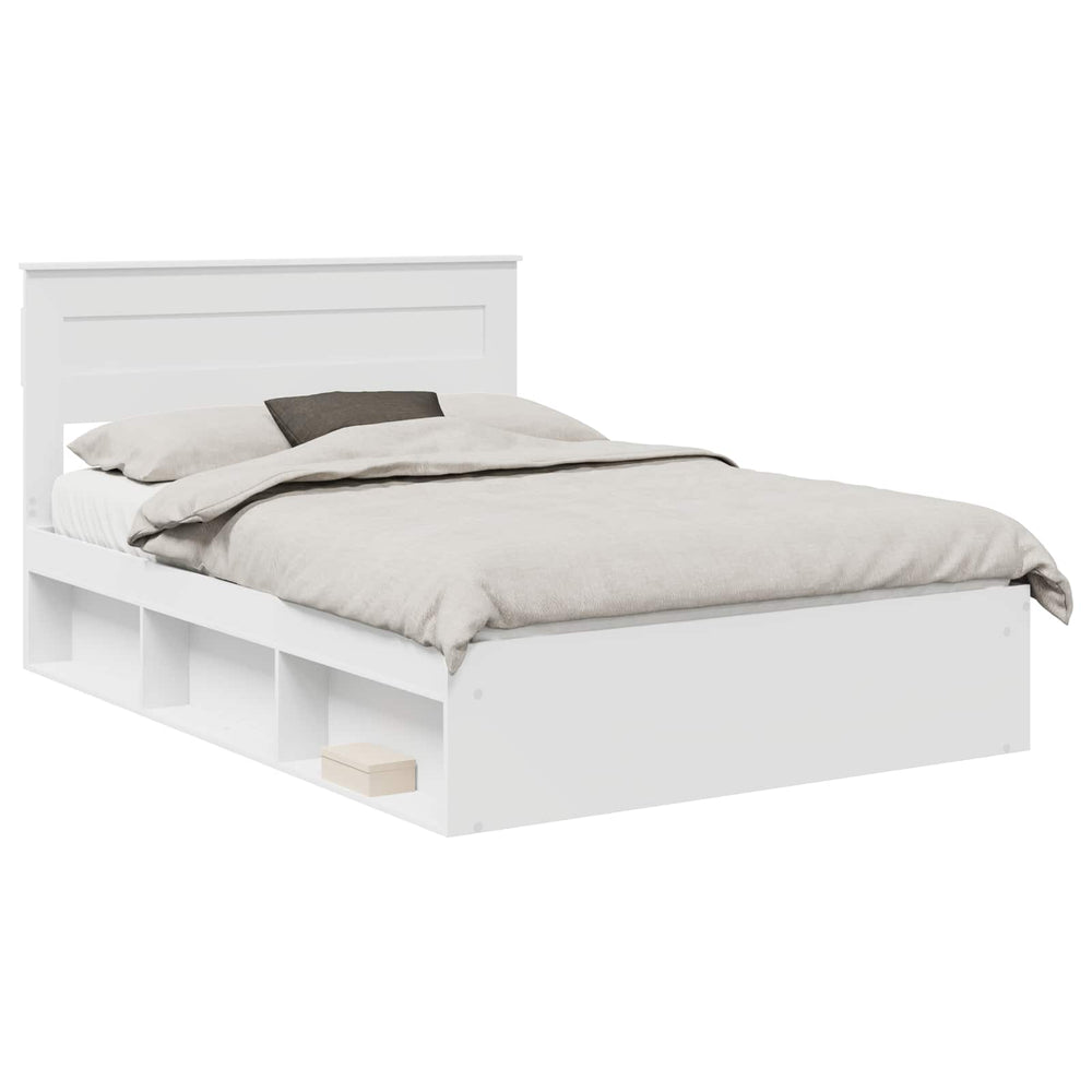 vidaXL Bed Frame with Headboard White 140 x 190 cm Solid Pine Wood