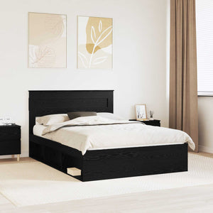 vidaXL Bed Frame Black 140 x 200 cm Solid Pine Wood