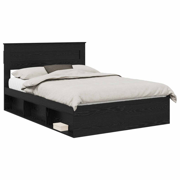vidaXL Bed Frame Black 140 x 200 cm Solid Pine Wood