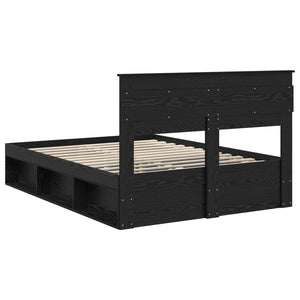 vidaXL Bed Frame Black 140 x 200 cm Solid Pine Wood