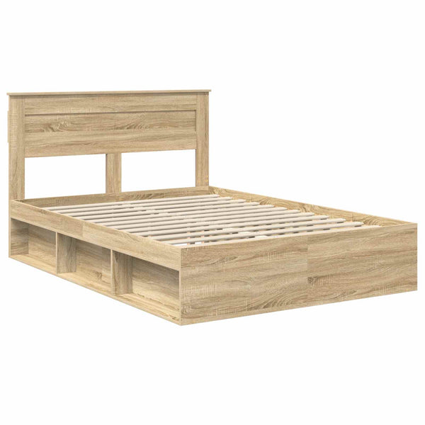 vidaXL Bed Frame Sonoma 140 x 190 cm Solid Pine Wood