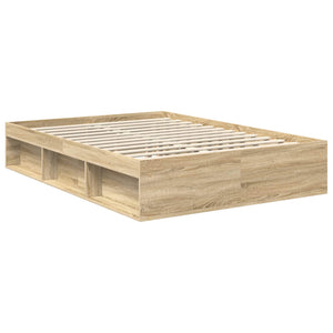 vidaXL Bed Frame Sonoma 140 x 190 cm Solid Pine Wood