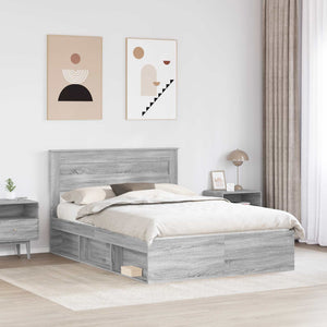 vidaXL Bed Frame Sonoma Grey 140 x 190 cm Solid Pine Wood