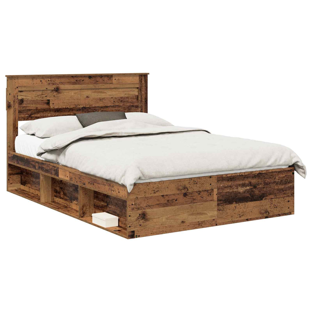 vidaXL Bed Frame Reclaimed Wood 140 x 190 cm Solid Pine Wood