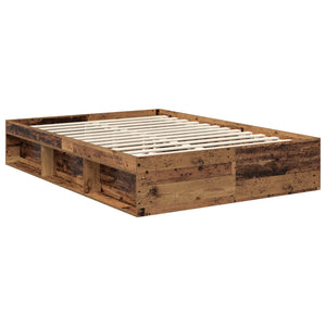 vidaXL Bed Frame Reclaimed Wood 140 x 190 cm Solid Pine Wood