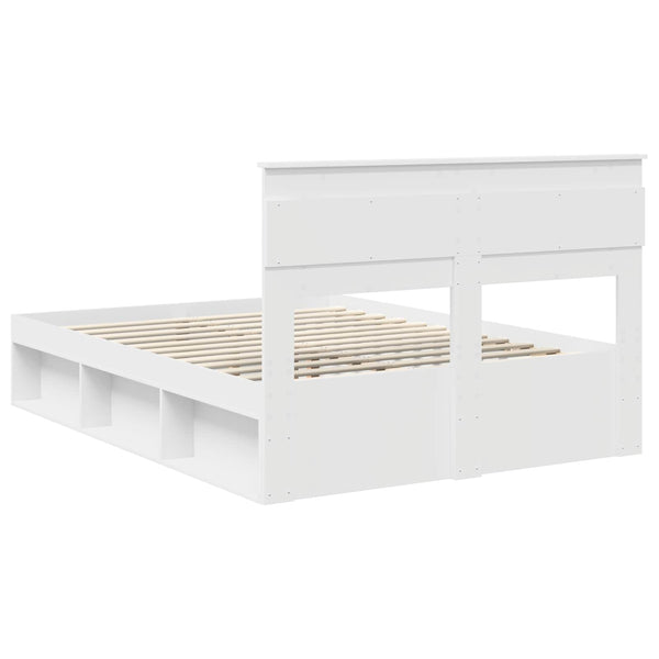 vidaXL Bed Frame with Headboard White 140 x 200 cm Solid Pine Wood