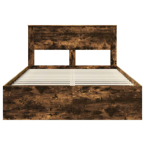 vidaXL Bed Frame Smoked Oak 140 x 200 cm Solid Pine Wood