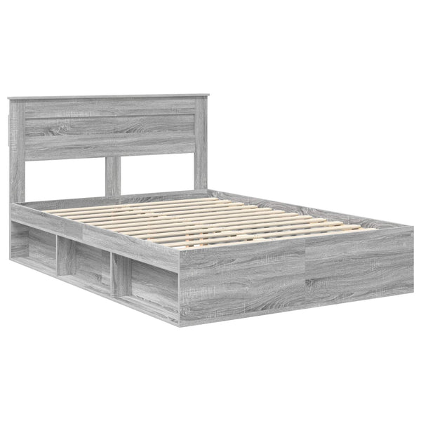 vidaXL Bed Frame Sonoma Grey 140 x 200 cm Solid Pine Wood