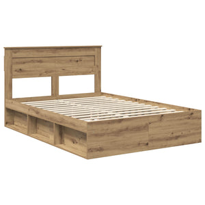 vidaXL Bed Frame with Headboard Craft Oak 140 x 200 cm