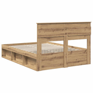 vidaXL Bed Frame with Headboard Craft Oak 140 x 200 cm