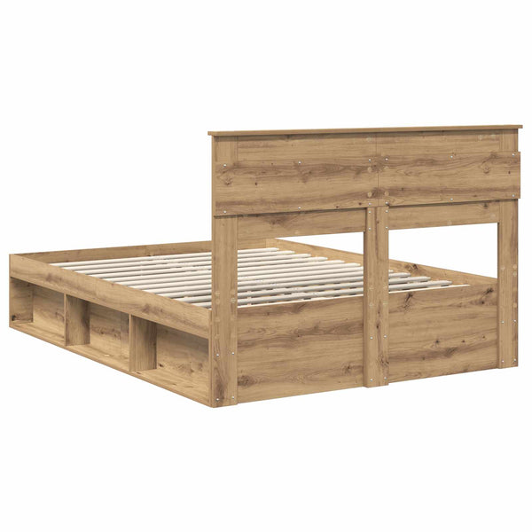 vidaXL Bed Frame with Headboard Craft Oak 140 x 200 cm