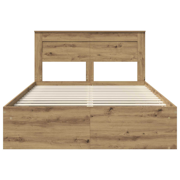 vidaXL Bed Frame with Headboard Craft Oak 140 x 200 cm