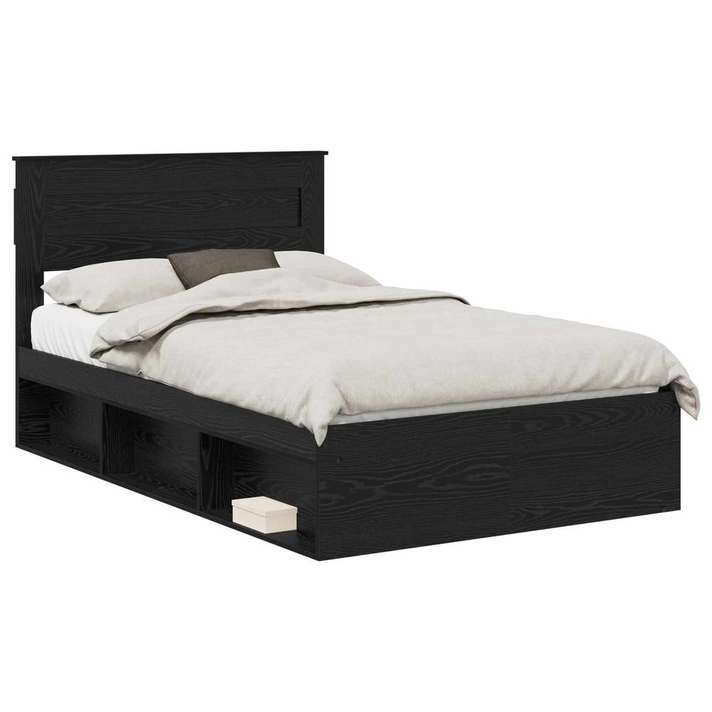 vidaXL Bed Frame Black 135 x 190 cm Solid Pine Wood