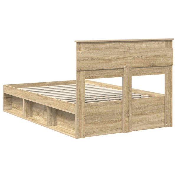 vidaXL Bed Frame Sonoma Oak 135 x 190 cm Solid Pine Wood