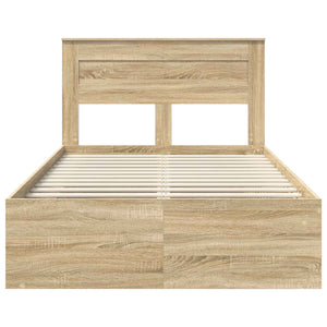 vidaXL Bed Frame Sonoma Oak 135 x 190 cm Solid Pine Wood