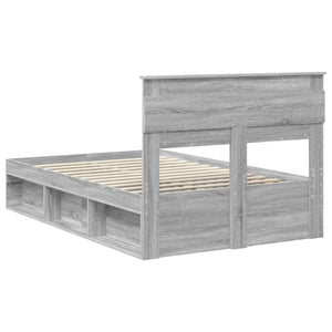 vidaXL Bed Frame Sonoma Grey 135 x 190 cm Solid Pine Wood