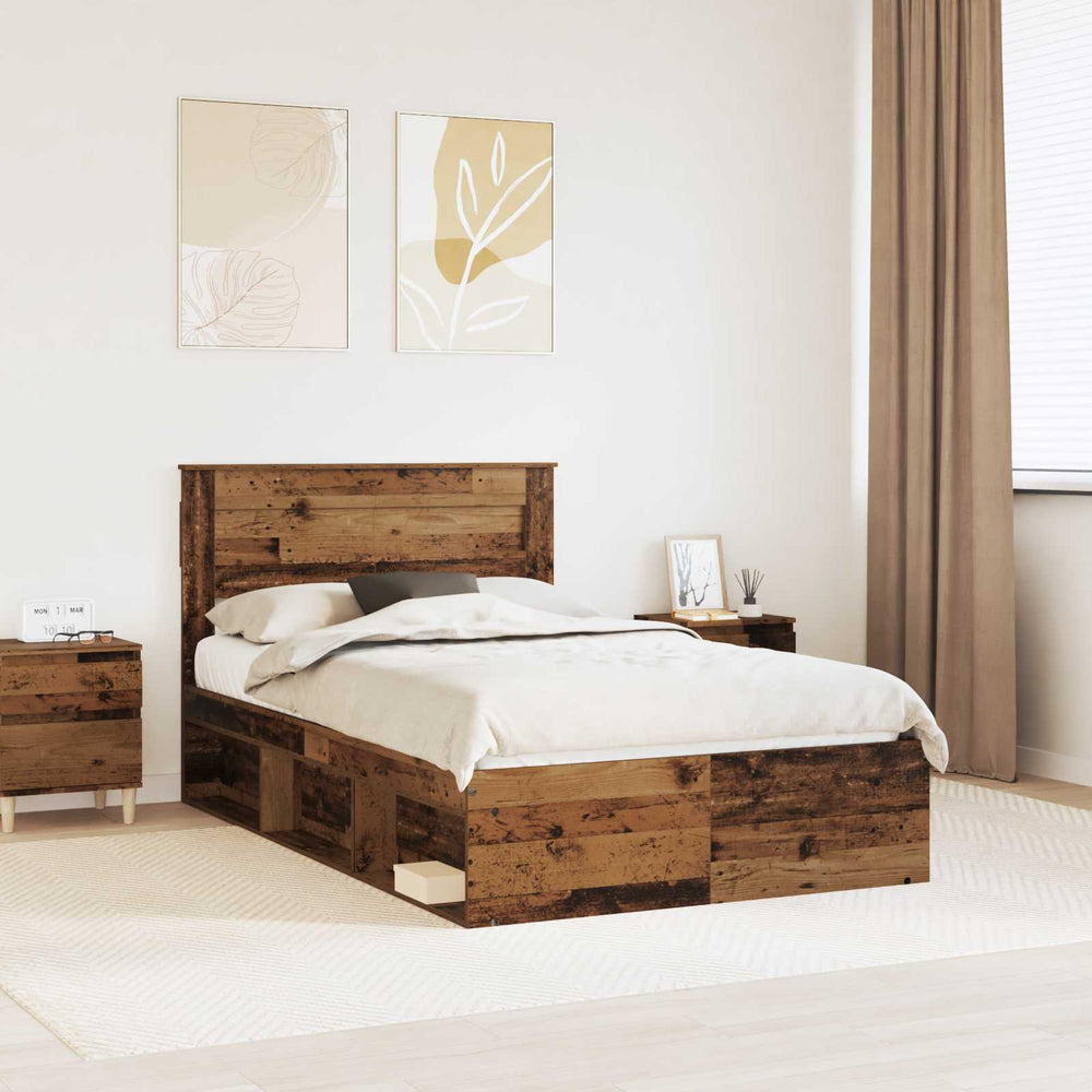 vidaXL Reclaimed Wood Bed Frame 135 x 190 cm Solid Pine