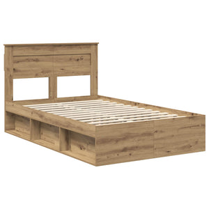 vidaXL Bed Frame with Headboard Craft Oak 135 x 190 cm