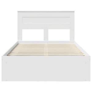 vidaXL Bed Frame with Headboard White 120 x 190 cm Solid Pine Wood