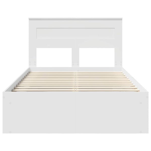 vidaXL Bed Frame with Headboard White 120 x 190 cm Solid Pine Wood