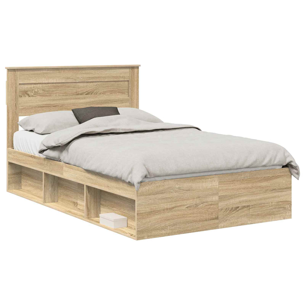 vidaXL Bed Frame Sonoma 120 x 190 cm Solid Pine Wood